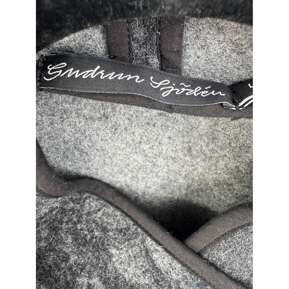 Gudrun Sjoden Wool Coat‎ Jacket Size L Angel Printed Gray Winter Cozy - Picture 6 of 13
